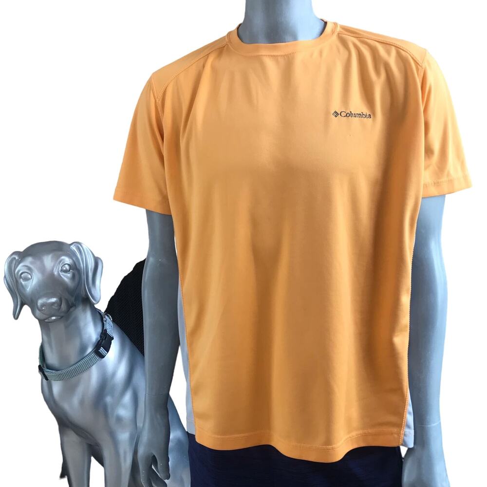 Columbia Omni-Shade Sun Protect Orange Gray Short Sleeve Shirt Men’s Size XL